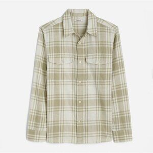 NWT Madewell Men's Sz S Workshirt Cotton Plaid Dusty Celadon Green Pockets NU268